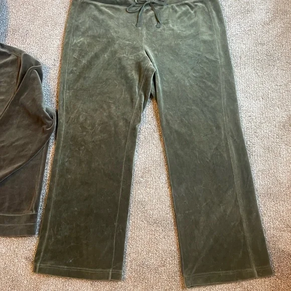 Green Velour Zip Up Hoodie and Pants Set Hoodie 3X Pants XXL Lounge Wear - Picture 7 of 16